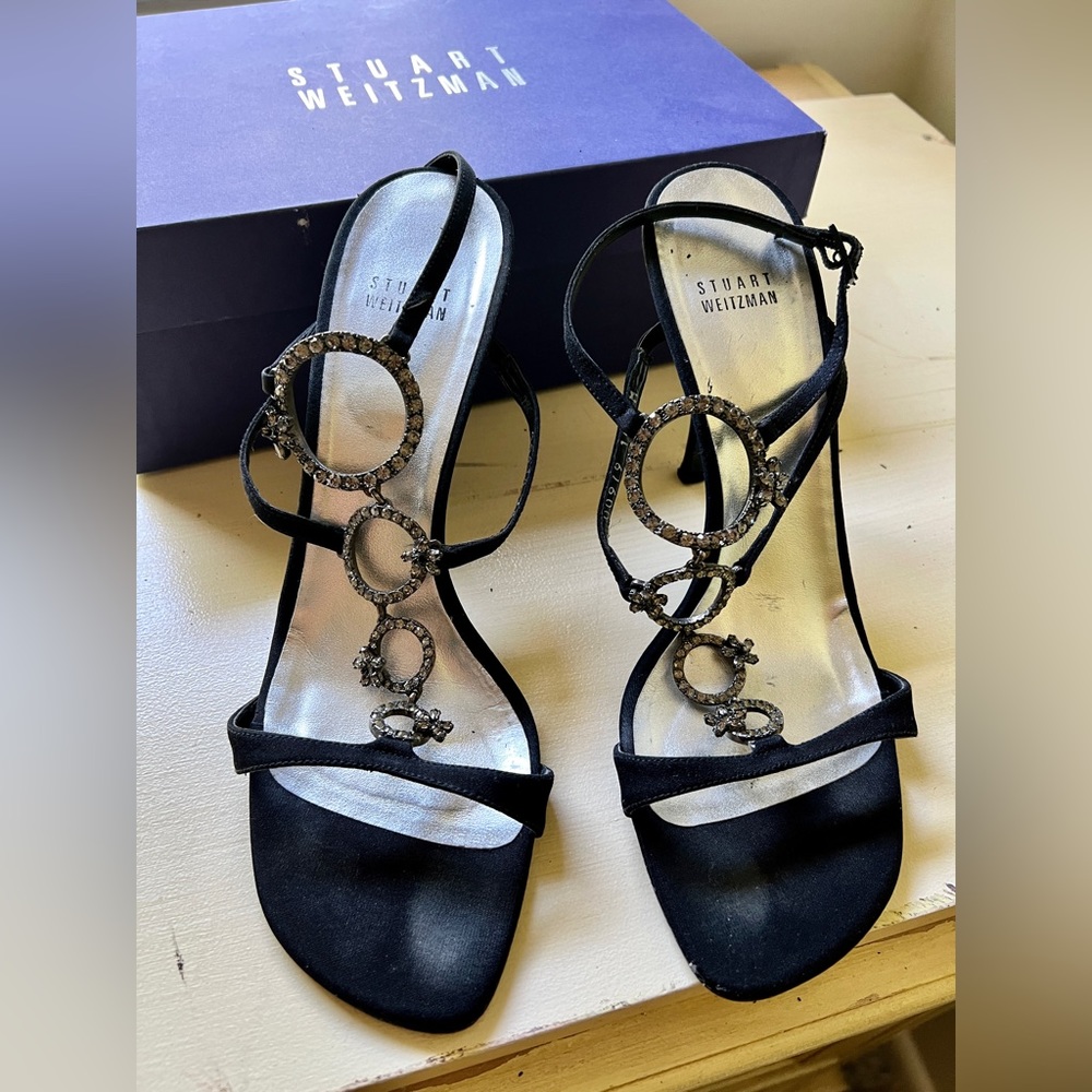Stuart Weitzman Strappy Crystal Sandals Size 10
